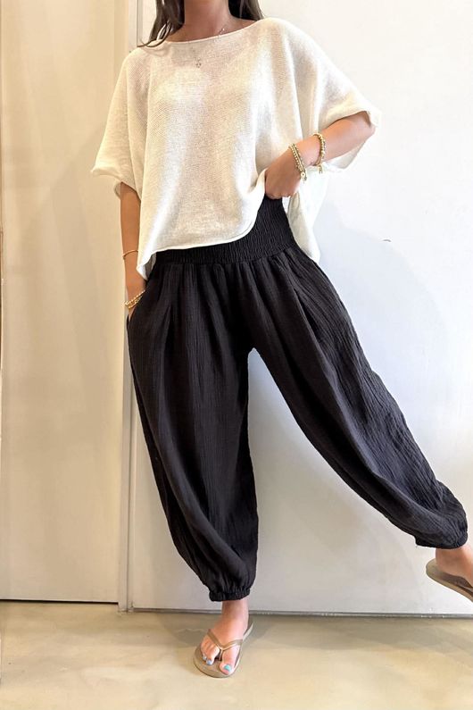 Annie Cushion Cotton Cuff Barrel Pant Chocolate